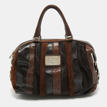 DOLCE & GABBANA Brown Mixed Leather Miss Urbanette Satchel