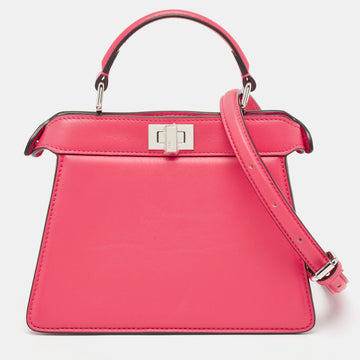 FENDI Pink Leather Petite Peekaboo ISeeU Top Handle Bag