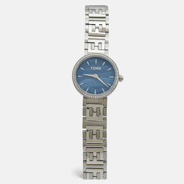 FENDI Blue Stainless Steel Diamond Forever  F103111101 Women's Wristwatch 19 mm