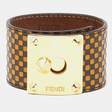 FENDI Leather Gold Tone Bracelet