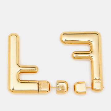 FENDI FF Gold Tone Earrings
