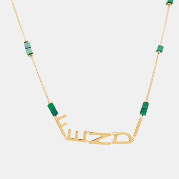 FENDI Logo Composite Gold Tone Necklace