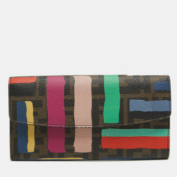 FENDI Multicolor Zucca Print Coated Canvas Flap Continental Wallet