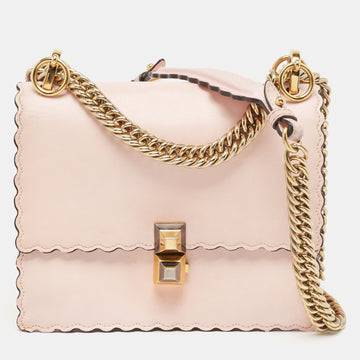 FENDI Pink Leather Mini Scalloped Kan I Shoulder Bag