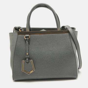 FENDI Grey Leather Small 2Jours Tote