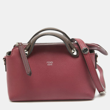 FENDI Burgundy/Brown Leather Mini By The Way Shoulder Bag
