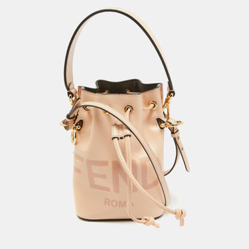 FENDI Peach Leather Mini Mon Tresor Drawstring Bucket Bag