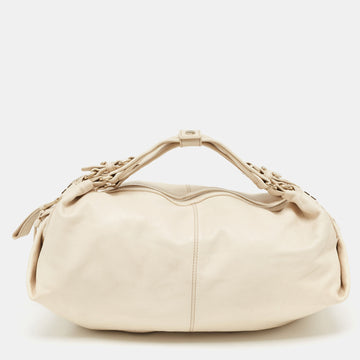 GIVENCHY Light Beige Leather Double Handle Hobo