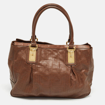 GIVENCHY Brown Monogram Embossed Leather Tote