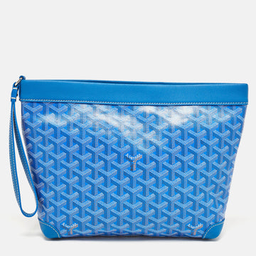 GOYARD Blue ine Coated Canvas and Leather Conti Pouch