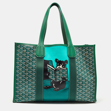 GOYARD Green ine Coated Canvas and Leather Villette Tote