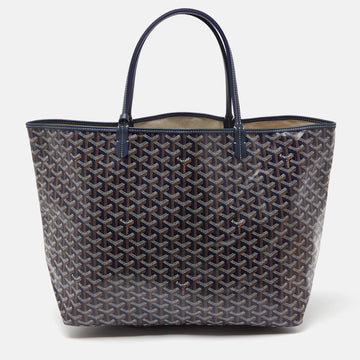 GOYARD Navy Blue ine Coated Canvas and Leather Saint Louis GM Tote
