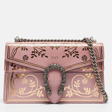 GUCCI Pink/Gold Leather Small Garden Dionysus Shoulder Bag