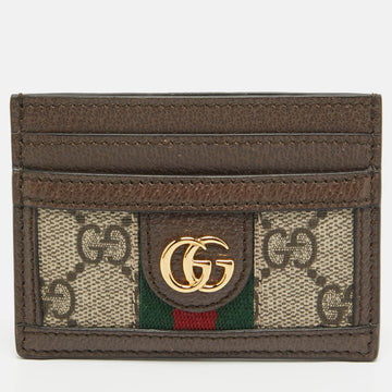 GUCCI Beige/Ebony GG Supreme Coated Canvas and Leather Ophidia GG Card Holder