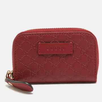 GUCCI Red Microssima Leather Mini Zip Purse