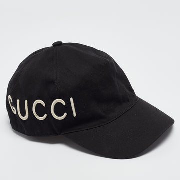GUCCI Black Loved Embroidered Cotton Baseball Cap S