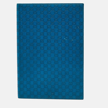 GUCCI Blue Microssima Leather Notebook Agenda Cover