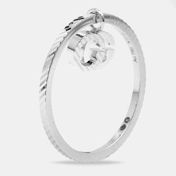 GUCCI GG Running 18k White Gold Charm Ring Size 51