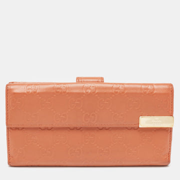 GUCCI Orange ssima Leather Trademark Continental Wallet