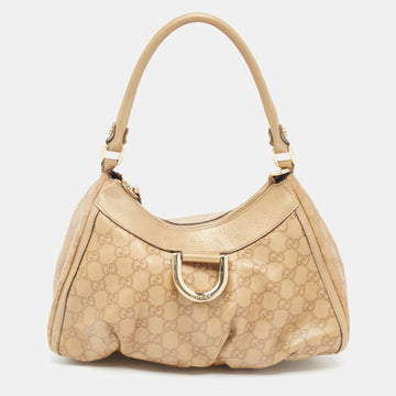 GUCCI Gold ssima Leather Abbey D-Ring Hobo