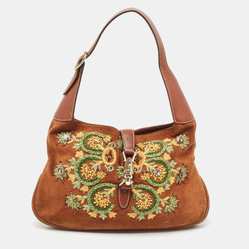 GUCCI Brown Suede Limited Edition Jackie Hobo