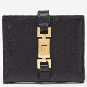GUCCI Black Leather Jackie Compact Wallet