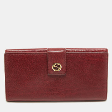 GUCCI Red Leather Interlocking G Continental Wallet