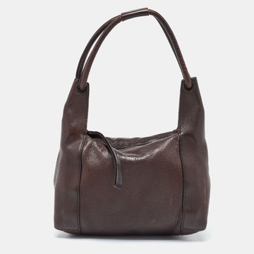 GUCCI Dark Brown Leather Baguette Bag