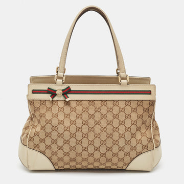 GUCCI Beige/Cream GG Canvas and Leather Mayfair Tote