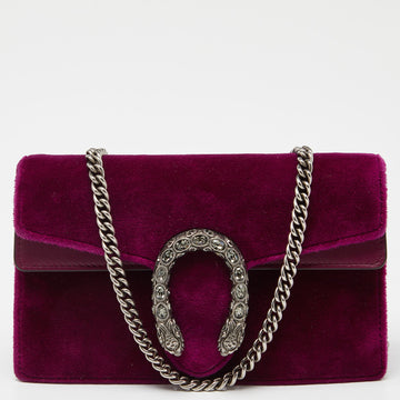 GUCCI Purple Velvet and Leather Super Mini Dionysus Chain Bag