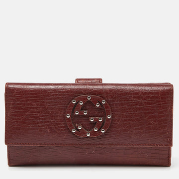 GUCCI Brick Leather Soho Studded Continental Wallet