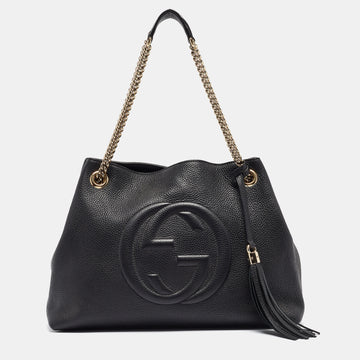 GUCCI Black Leather Medium Soho Chain Shoulder Bag