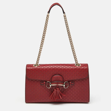 GUCCI Red Microssima Leather Medium Emily Chain Shoulder Bag
