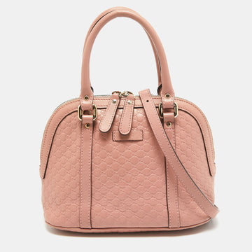 GUCCI Light Pink Microssima Leather Small Dome Bag