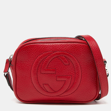GUCCI Red Leather Soho Crossbody Bag