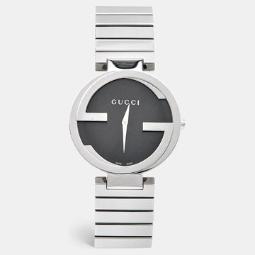 GUCCI Black Stainless Steel Interlocking G YA133307 Women's Wristwatch 37 mm