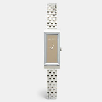 GUCCI Mirror Brown Stainless Steel G-Frame YA127501 Women's Wristwatch 14 mm