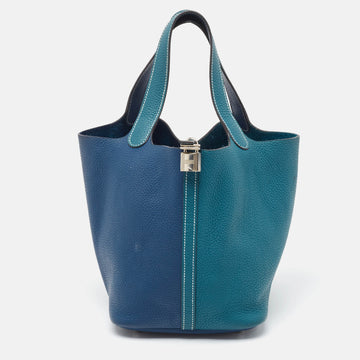 Hermes Deep Bleu/Vert Bosphore Taurillon Clemence Leather Picotin Lock 22 Bag