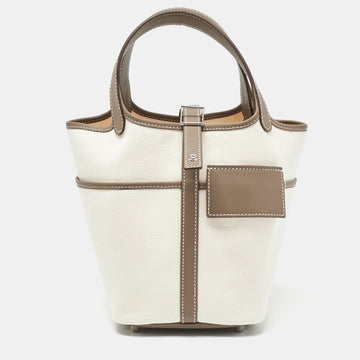 Hermes Ecro/Etoupe Toile and and Swift Leather Cargo Picotin Lock 18 Bag