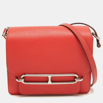 HERMES Rouge Tomate Evercolor Leather Roulis Mini Bag