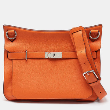 Hermes Orange Togo Leather Palladium Finish Jypsiere 37 Bag