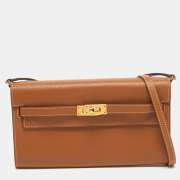 HERMES Gold Epsom Leather Kelly To Go Wallet