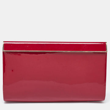 JIMMY CHOO Red Patent Leather Carmen Frame Clutch
