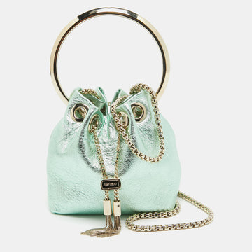 JIMMY CHOO Mint Green Leather BonBon Ring Handle Bag