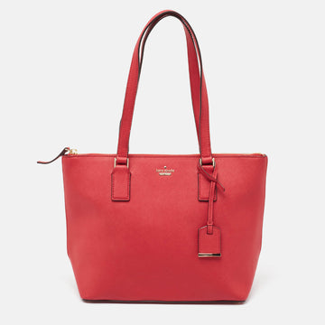 KATE SPADE Red Saffiano Leather Small Lucie Tote