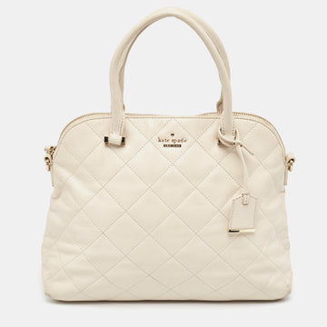 KATE SPADE Ivory Quilted Leather Patternson Satchel