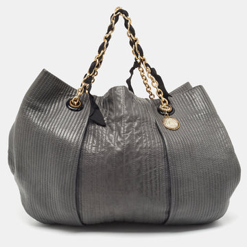 LANVIN Dark Grey Quilted Leather Amalia Tote