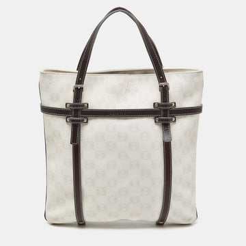 LOEWE Cream/Brown Signature Anagram Coated Canvas and Leather Tote
