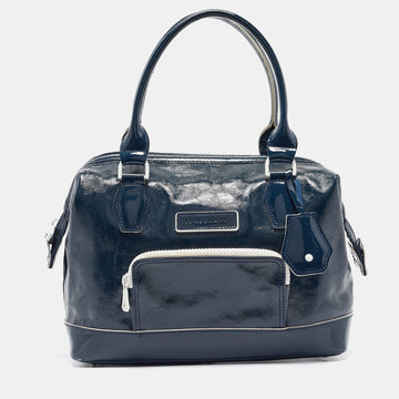 LONGCHAMP Navy Blue/White Patent Leather Legend Bag