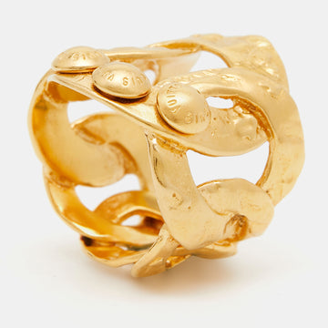 LOUIS VUITTON Martele Gold Tone Ring Size 52.5